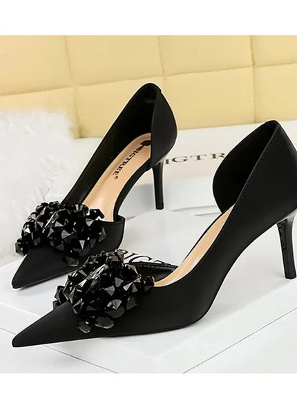 2024 New Rhinestone Women Pumps Bow knot Retro