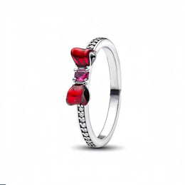 100%925 Pure Silver Disney Hot sale love bowknot ring suitable for women to wear Classic jewellery wedding Valentine's Day gift