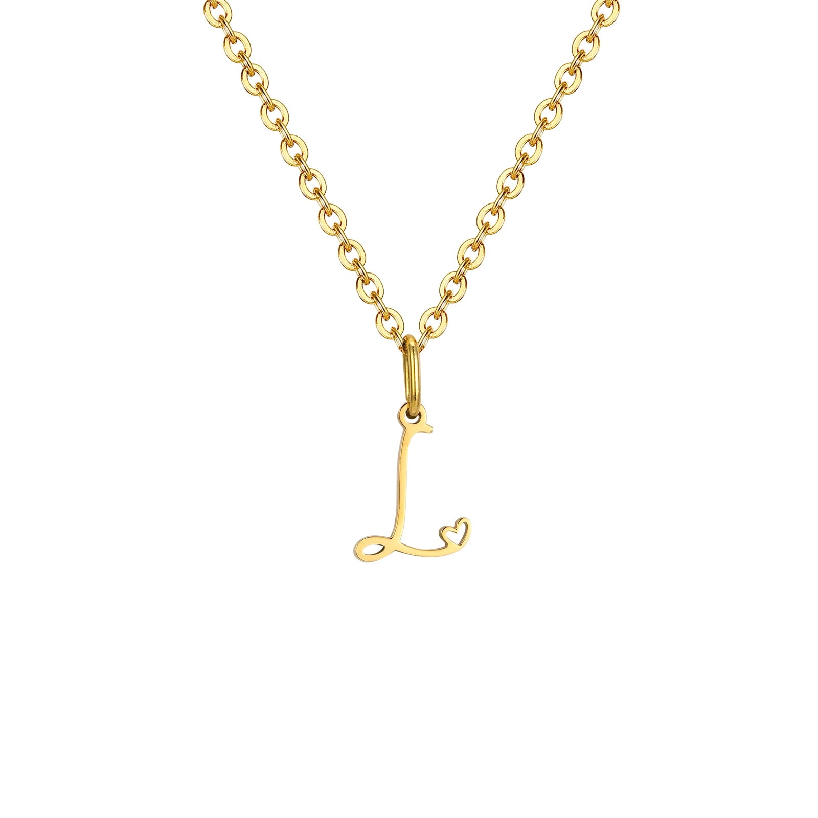 Dainty Heart Initial Necklace for Women, Gold Plated A-Z Letter Pendant, Waterproof Stainless Steel Monogram Jewelry, Personaliz