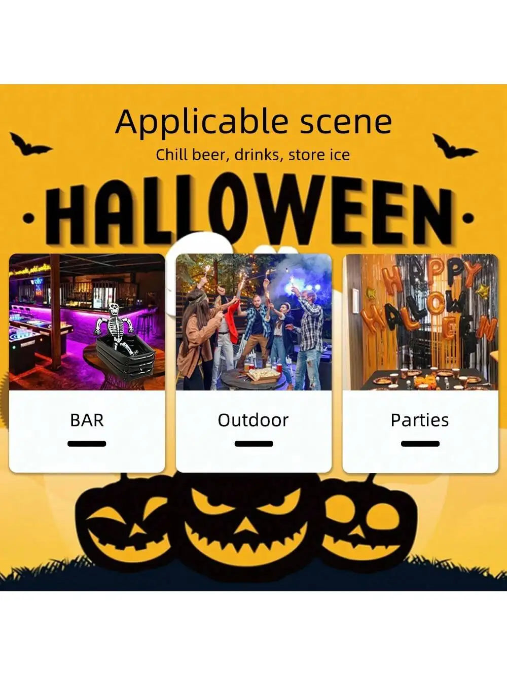 Halloween Decoration Skull Ice Bucket Halloween Party Supplies Beverage Bucket Halloween Decorations Storage Bucket Ice Trough