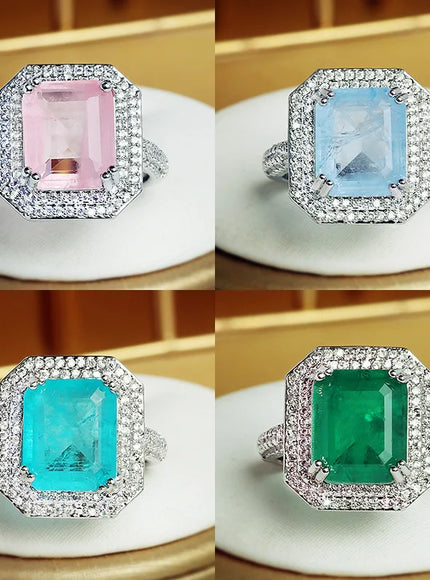 💋 Paraiba Zircon Ring Pink Blue Green - Luxury Jewelry