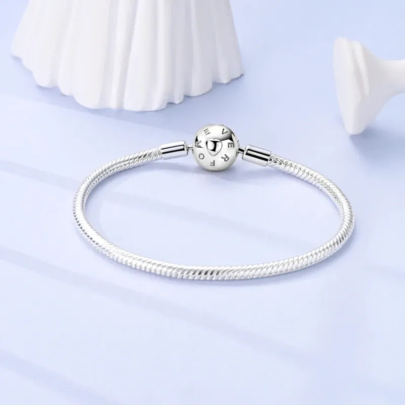 KissICON Original 925 Sterling Silver Bracelets 17-20CM Love Heart Flowers Butterfly Charms Beads Bracelet For Women Fashion Jewelry Gift
