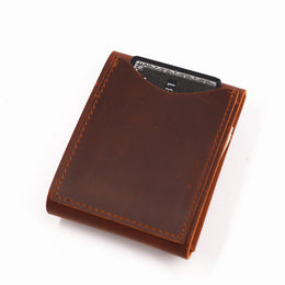Genuine Leather Wallet For Men Male Vintage Cowhide Short Vertical Slim Mens Cash Wallet Purse Card Holder Flap Magnetic Closure