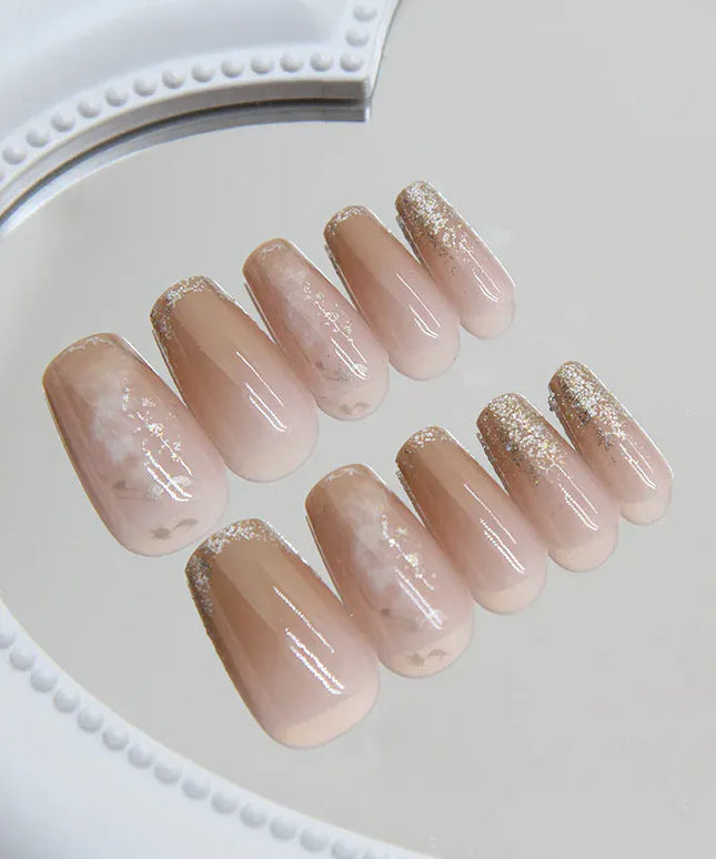 💋 24 Short Coffin Shaped False Nails -