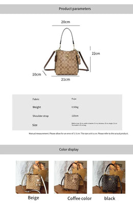 Fashionable style, elegant and luxurious handbag in the shape of a bucket, versatile and suitable for all occasions, single-shou