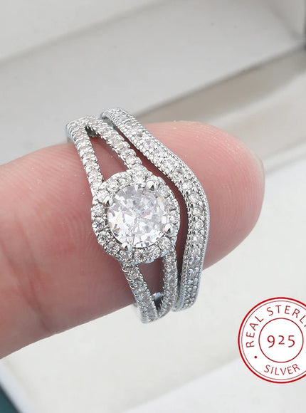KissIcon Crystal Zircon Rings Set - Sparkling Bride