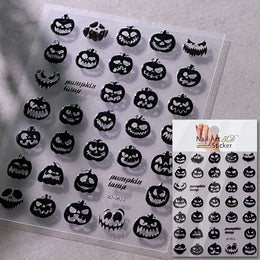 5D Skeleton Bat Halloween Nail Art Stickers y2k Black Bat White Skull Adhesive Emobossed Nail Decorative Decals Halloween Slider