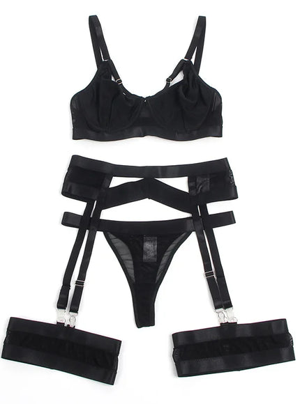 Plus Size sexy women lingerie sets pajama sets Bra and Panties Set with G-String for woman young ladies garters from M-5XL