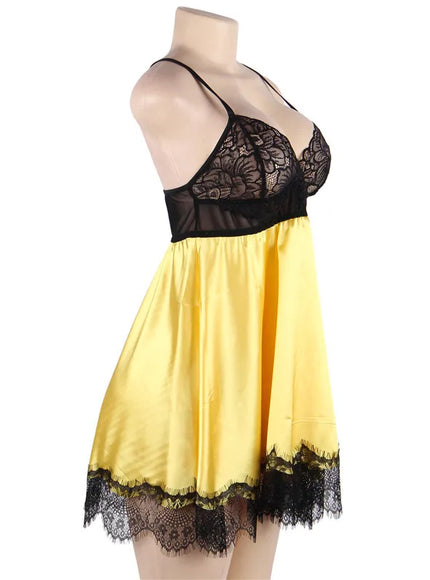 Plus Size Big Size  Colorful Woman Sexy Lingerie Babydoll Chemise with Eye Shiled Paste from M-5XL