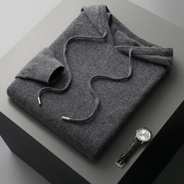 MVLYFLRT Men's One-Piece Ready-to-Wear Hoodie 100% Merino Wool Knitted Sweater Shirt Autumn Winter Casual Large Top Long Sleeved