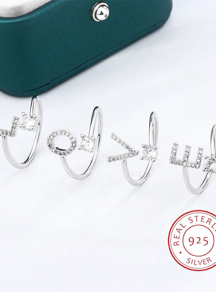 KissIcon 26 A Z Open Adjustable Ring 925 Silver Plated Gift