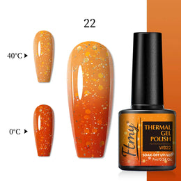 Halloween Theme Glitter Heat Nail Polish, Temperature Changing Color Removable UV LED Glitter Gel Polish, Mood Changing Nail Pol