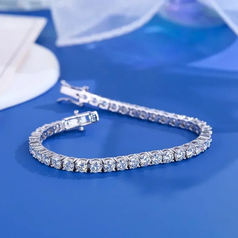 D VVS1 Moissanite Tennis Bracelet Original s925 Sterling Silver Plated 18k White Gold with GRA Necklace for Women Man
