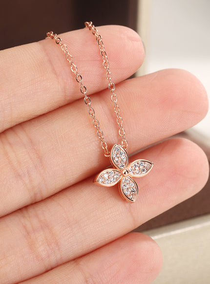 KissIcon Rose Gold Clover Necklace - Elegant Party Jewelry