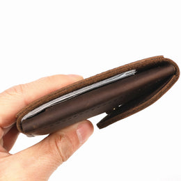 Genuine Leather Wallet For Men Male Real Cowhide Short Slim Minimalist Men's Cash Wallet Credit Card Holder With Flap Closure
