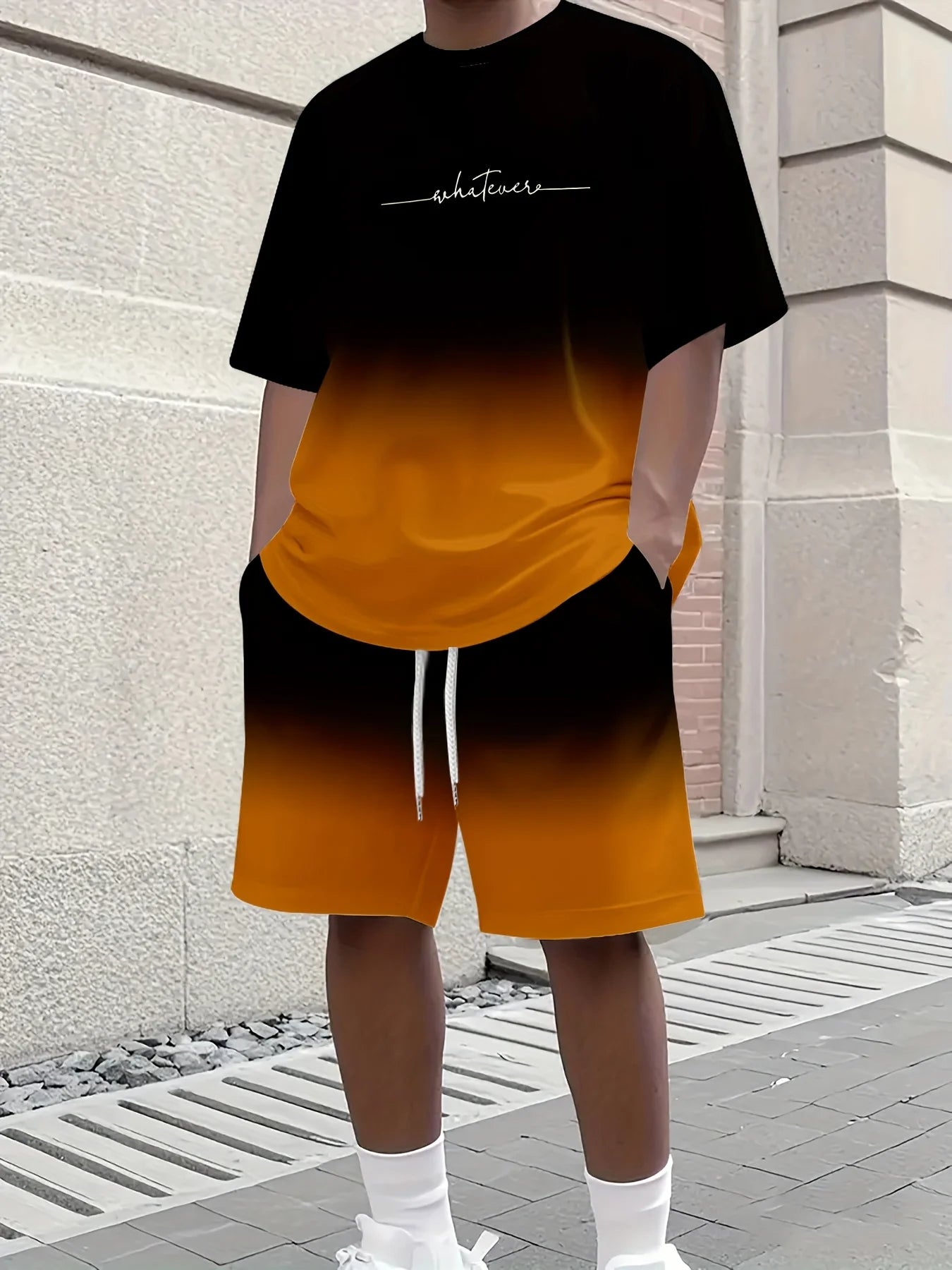 Summer Casual Men's T-Shirt and Shorts Set 2026 Sportswear Set Plus Size Short-Sleeve T-Shirt Drawstring Pocket Shorts Set