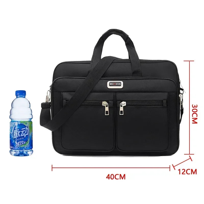 Men Large Capacity Business Briefcase Portable Versatile Shoulder Bag Multiple Pockets Handbag for Business & Casual Use