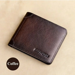Genuine Leather Wallet for Men RFID Blocking Thin Multifunctional Credit Card Holder Short Money Bag Purse Mens Bifold Wallet