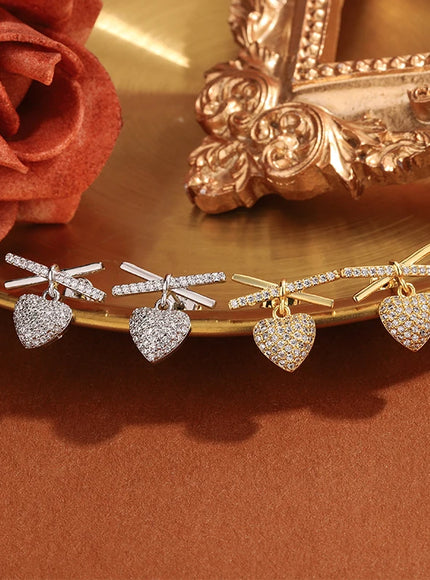 💋 Elegant Full-Diamond Heart Earrings - Sparkling Zircon