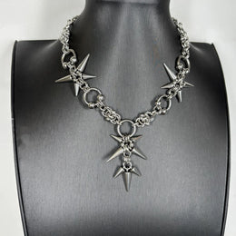 Punk Grunge Rock Rivet Pendant Chain Cool Fashion Handmade Geometric Necklace Goth Charm Jewelry Hip Hop Accessories