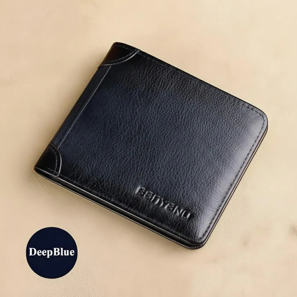 Genuine Leather Wallet for Men RFID Blocking Thin Multifunctional Credit Card Holder Short Money Bag Purse Mens Bifold Wallet