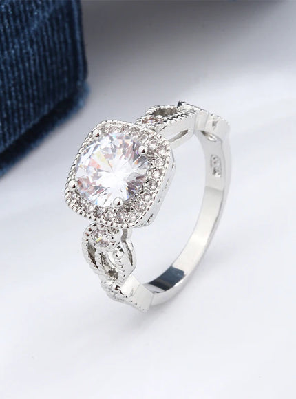 KissIcon Ball Flower Rattan Ring - Sterling Silver Zircon