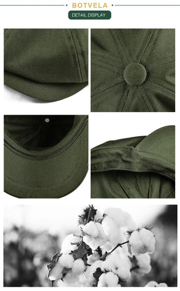 BOTVELA Newsboy Cap Men's Twill Cotton Eight Panel Hat Women's Baker Boy Caps Retro Big Large Hats Male Boina Black Beret 003
