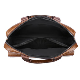 Mens Business Briefcase Large Capacity PU Leather Laptop Bag Fashion Crossbody Shoulder Tote Bag for Work Office