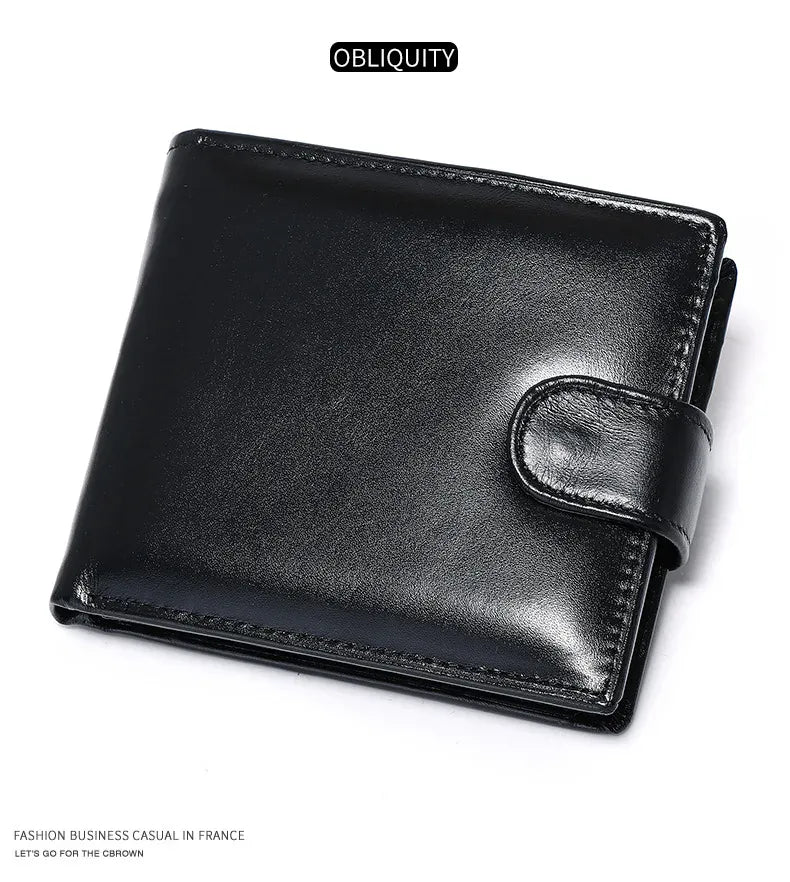 Leather Mens Wallet with Coin Pocket Genuine Leather Wallet for Men Short Style