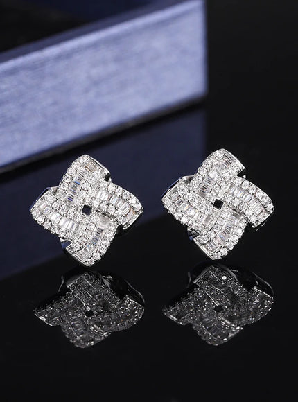 Kiss Icon Clover Earrings Sterling Silver Plated - Zircon