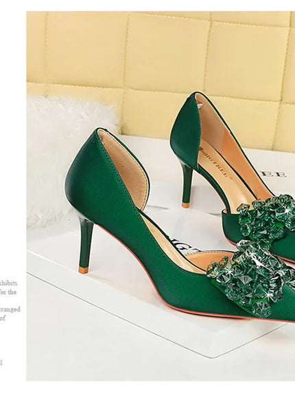 2024 New Rhinestone Women Pumps Bow knot Retro
