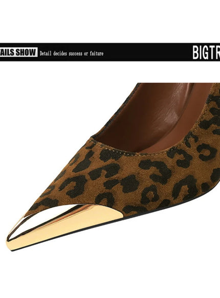 European American Style Metal Pointed High Heels Slim
