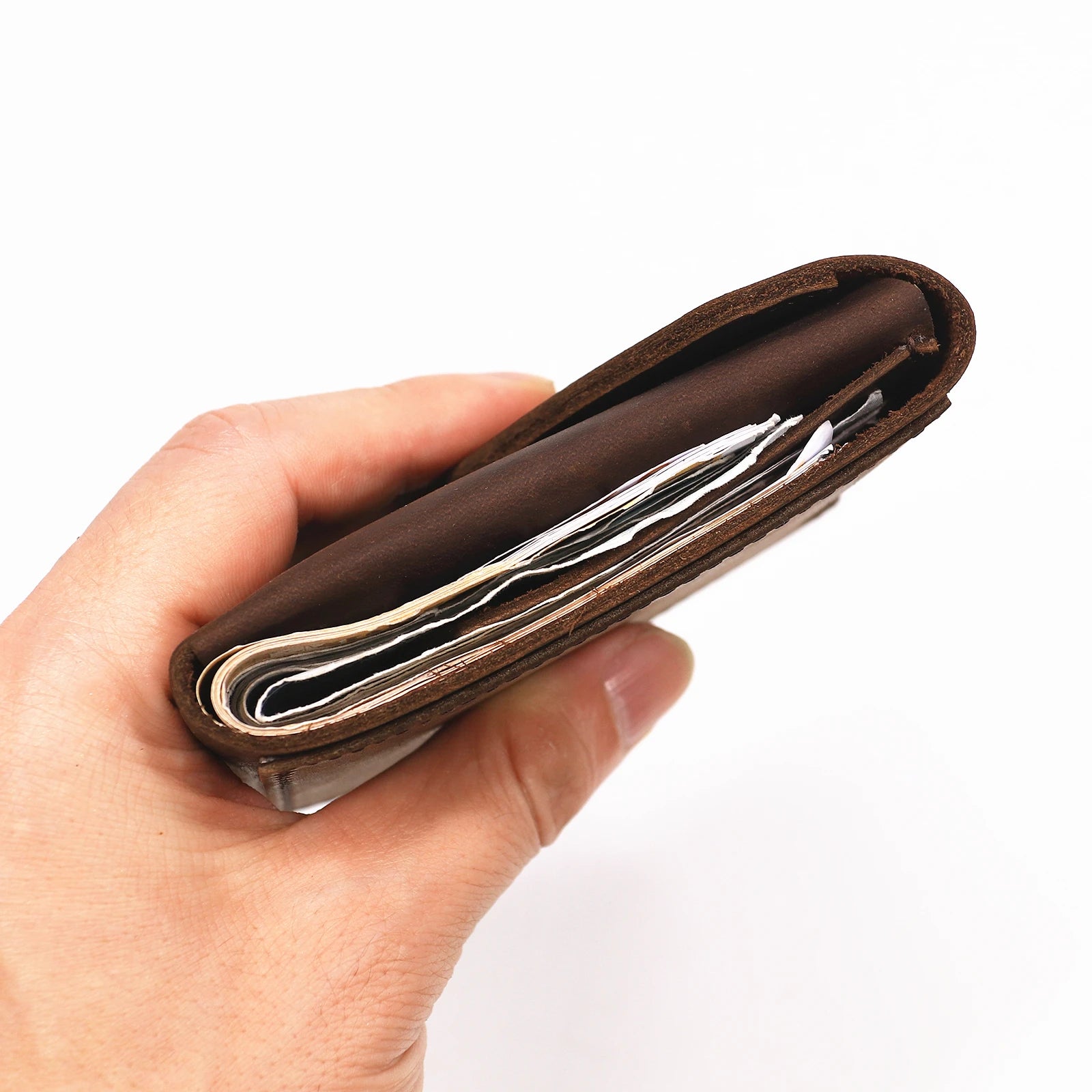 Genuine Leather Wallet For Men Male Vintage Cowhide Short Vertical Slim Mens Cash Wallet Purse Card Holder Flap Magnetic Closure