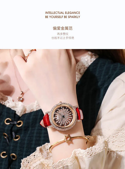 KissIcon UTHAI Women Watch Leather Diamond Waterproof -