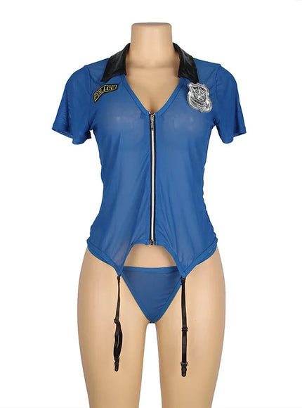 Policewoman Costume Lingerie Set Sleepwear for Women Sexy Cosplay Bunny Lingerie Officer Uniform Outfit Luscious Miss Costumes