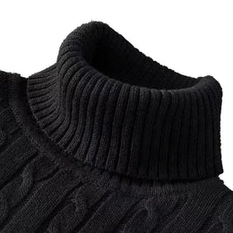KissICON Black / XL / China Mainland Mens Slim Fit Turtleneck Heavyweight Knit Pullover Sweater