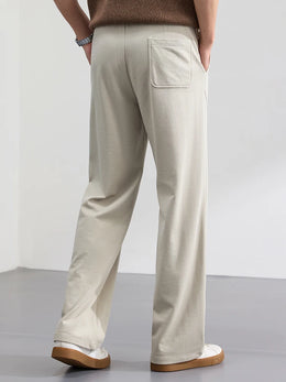 Lyocell Cotton Men's Casual Pants Breathable Straight Leg Loose Fit Elastic Waist Ice Silk Quick Dry Trousers Spring Summer 2026
