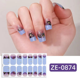 16tips Halloween Full Cover Nail Polish Strips Ghost Spider Pumpkin Black Cat Adhesive Nail Wraps Manicure Decor Nail Sticker