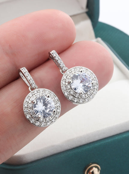 KissIcon Sterling Silver Earrings - Retro Diamond Look