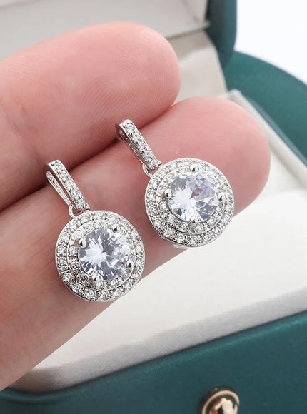 KissIcon Sterling Silver Earrings - Retro Diamond Look