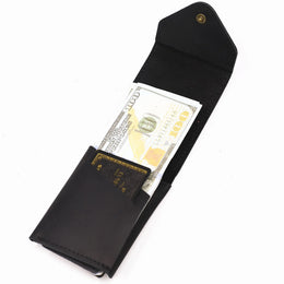 Genuine Leather Wallet For Men Male Real Cowhide Short Slim Minimalist Men's Cash Wallet Credit Card Holder With Flap Closure