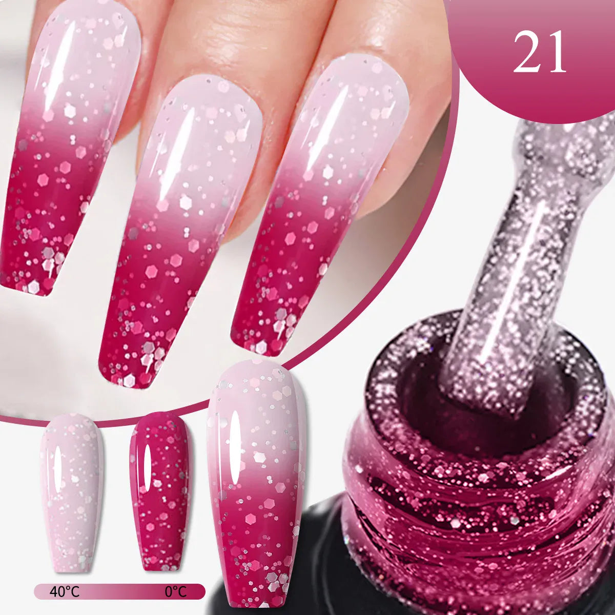 Halloween Theme Glitter Heat Nail Polish, Temperature Changing Color Removable UV LED Glitter Gel Polish, Mood Changing Nail Pol