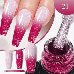 Halloween Theme Glitter Heat Nail Polish, Temperature Changing Color Removable UV LED Glitter Gel Polish, Mood Changing Nail Pol
