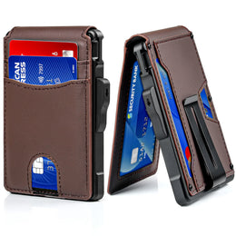 Wallet for Men, Mens Minimalist Wallet 9-13 Cards, Slim Compact Wallet with Money Clip & ID Window, RFID Blocking Smart Pop Up C