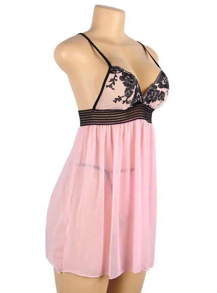 Plus Size Big Size Pink Soft Transparent Mesh Sexy Woman Underwear Lingerie chemise babydoll  Lovely from M-5XL
