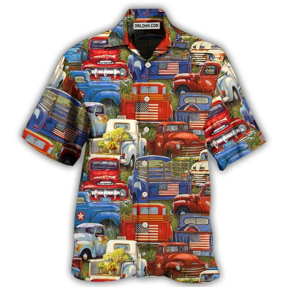 Hawaiian Men Shirt 3D Car Print Short Sleeve Blouse Summer Beach Vacation single Breasted Fashion Lapel Men's Clothing