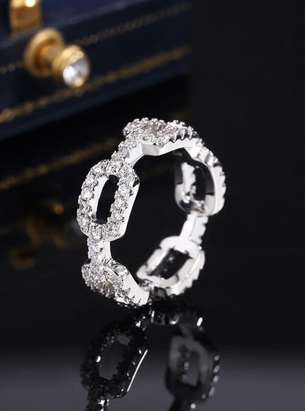 KissIcon Zircon Geometric Wedding Ring - S925 Silver Plated
