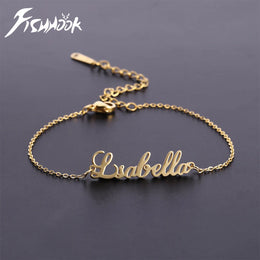 Letter Text Custom Name Bracelet For Women Men Personalized Gold Color Anklet Family Gift Stainless Steel Chain Pendant Jewelry