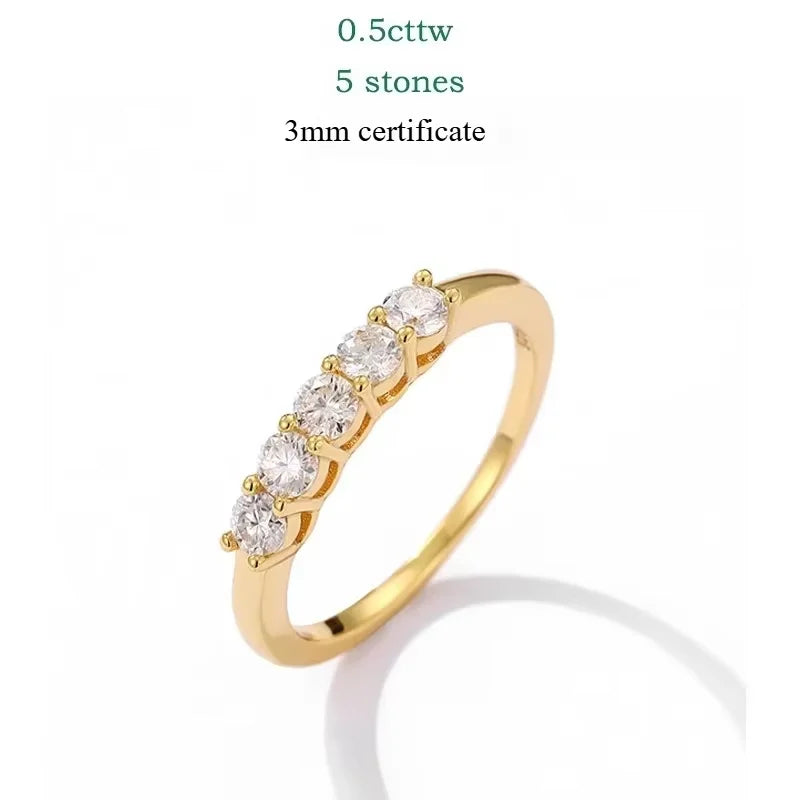 Smyoue 0.7CT 3mm Gemstone Moissanite Rings for Women S925 Silver Matching Wedding Diamonds Band Stackable Ring White Gold Gift