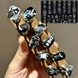 1 Halloween Pumpkin Skull Bat Ghost Spider Web Castle Candle Candy 3D Nail Decoration Holiday Dark Style Nail Mold